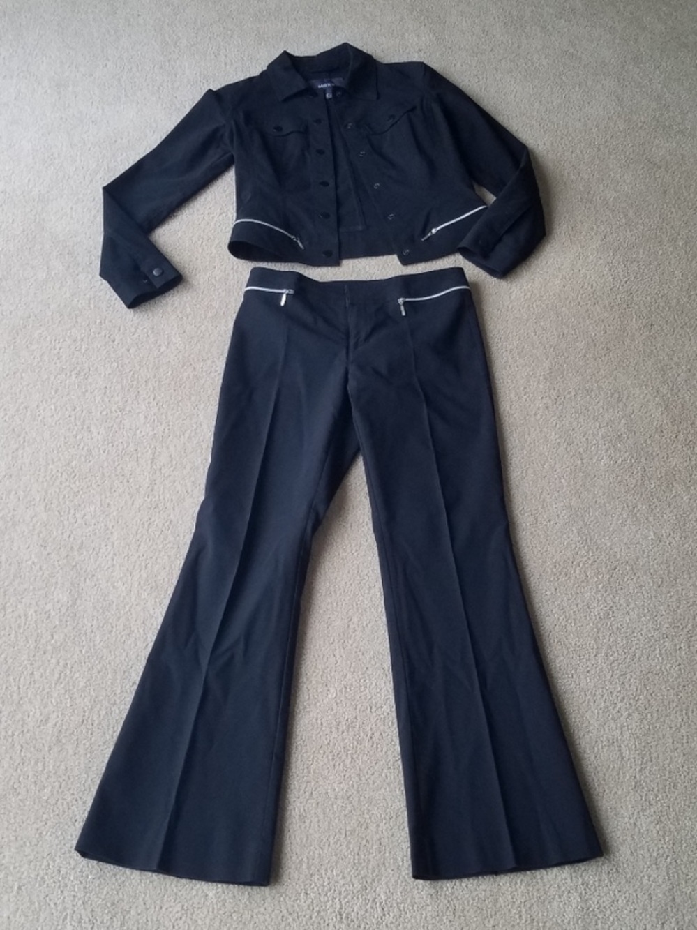 MEXX Black 2-pc Contemporary Pantsuit with Zipper Accents from London